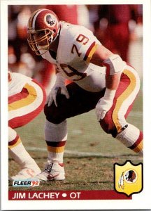 1992 Fleer Football Card Jim Lachey Washington Redskins sk 21419