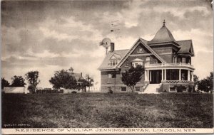 Postcard Residence of William Jennings Bryan in Lincoln, Nebraska