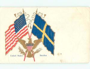 Pre-Linen Patriotic USA & SWEDEN FLAGS AC0781