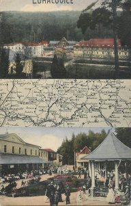 Czechia LUHACOVICE 1919 topographical map vintage postcard Czech Republic