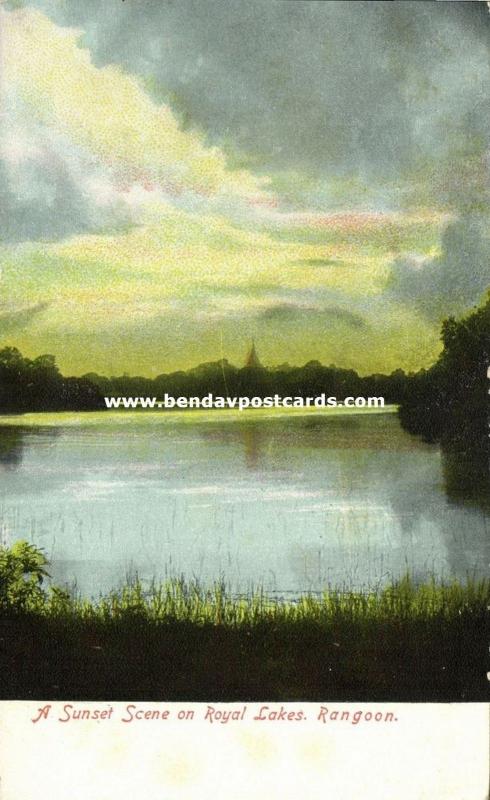 birma burma, RANGOON, A Sunset Scene on Royal Lakes (1899) D.A. Ahuja, No. 9