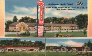 Convenient Restaurant In Delaware Auto Court New Castle Delaware DE Postcard