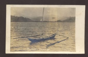 RPPC MANILA PHILIPPINES FILIPINO BANGA FISHING BOAT REAL PHOTO POSTCARD