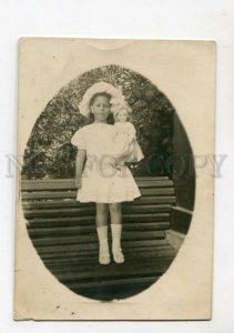 3111788 Girl in White & DOLL Vintage REAL PHOTO Russian