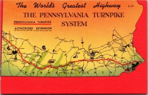 Linen Postcard The Worlds Greatest Highway The Pennsylvania Turnpike System~4671