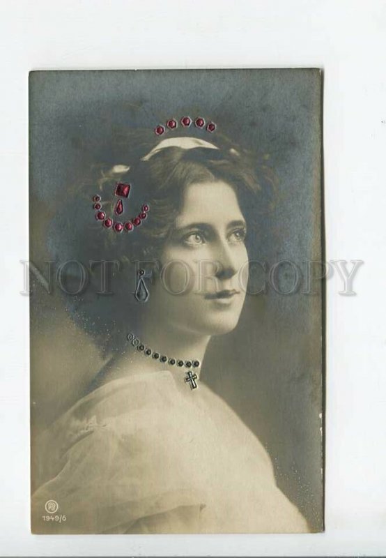 3176672 BELLE Woman w/ Jewelry applique Vintage EMBOSSED PHOTO