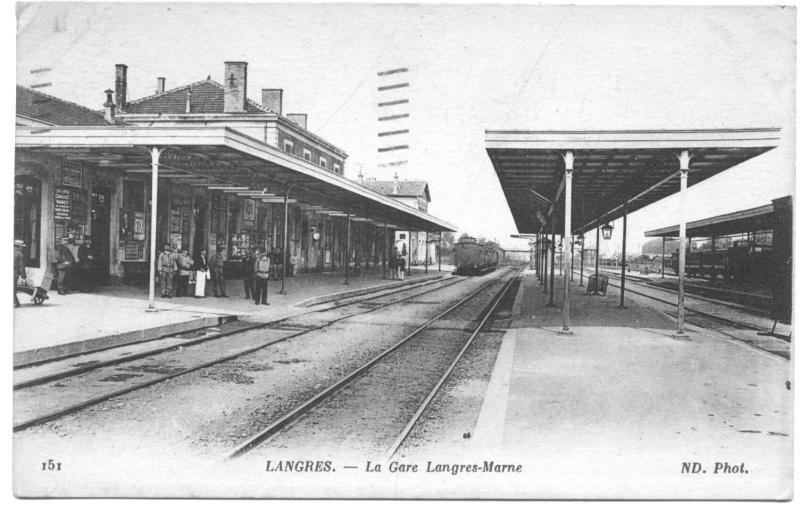 France Langres LeGare Langres-Marne RailRoad Station Train Depot Postcard