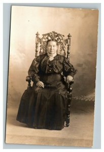Vintage 1910's RPPC Postcard Photo of Woman Sitting in Chair