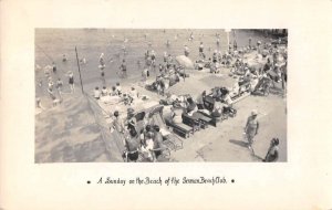 New York City German Beach Club Sunday on the Beach Real Photo Postcard AA49209