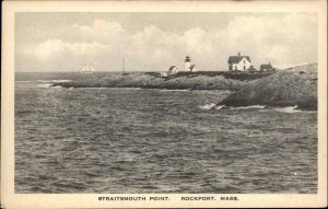 ROCKPORT MA Straitsmouth Point Lighthouse Old Postcard 