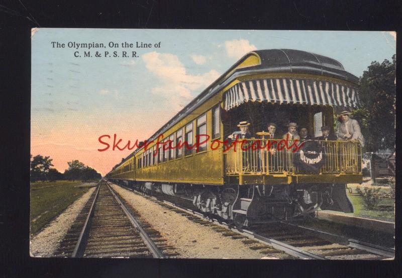 C.M. & P.S. RAILROAD TRAIN THE OLYMPIAN VANCOUVER WASH. VINTAGE POSTCARD