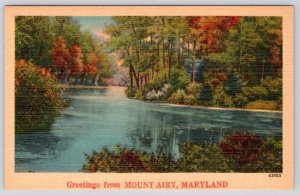 1950-60's GREETINGS FROM MT MOUNT AIRY MARYLAND MD VINTAGE LINEN POSTCARD 43103