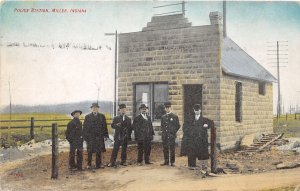 J47/ Miller Indiana Postcard c1910 Police Station Policemen Building 66