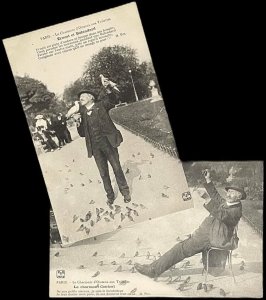 France PARIS Tuilleries the bird charmer Ernest and Balandard vintage postcards