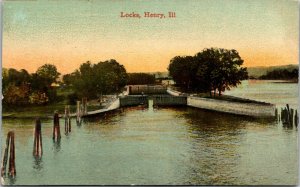 Locks at Henry Illinois Postcard