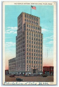 1936 View Of The Peoples National Bank Building Tyler Texas TX Vintage Postcard