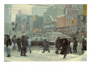 Yonge Street in Winter, Toronto, Ontario, Large 4.5 X 6.5 inch Vintage Postcard