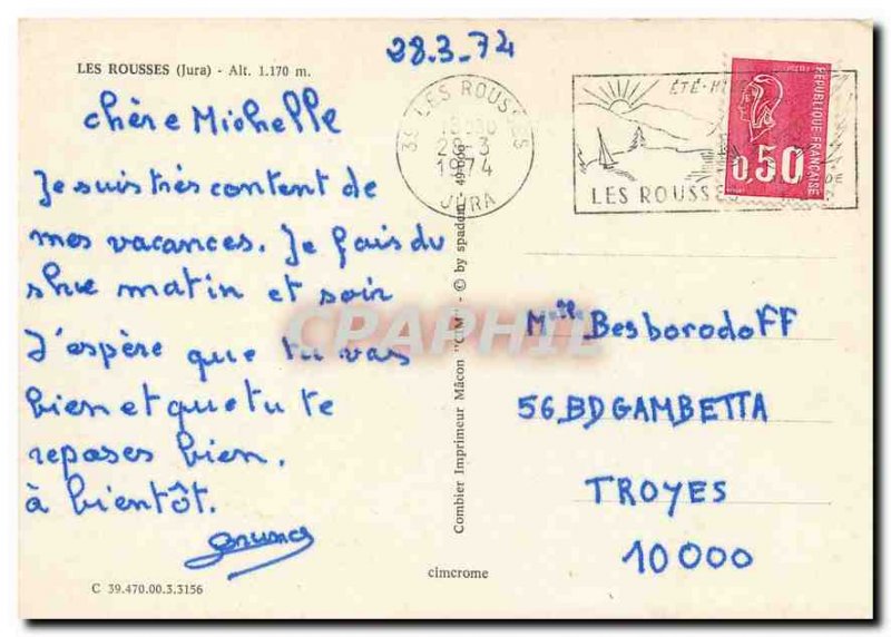 Modern Postcard Les Rousses (Jura) Alt 1170