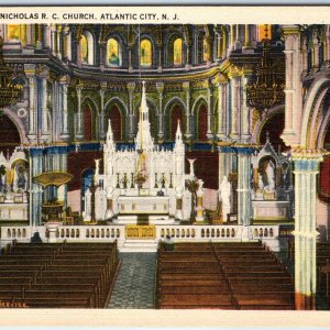 c1940s Atlantic City, NJ St. Nicholas R.C Church Interior Chapel Linen PC A328