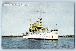 Georgia Postcard US Battleship Navy Warship Steamer WWII c1910 Vintage Antique