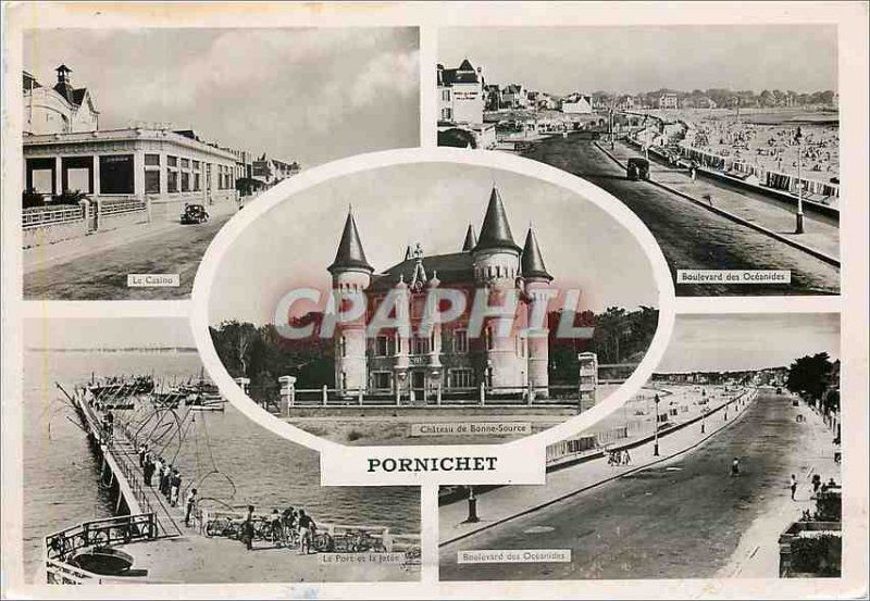 Postcard Modern casino Pornichet Boulevard des Oceanides The harbor and pier