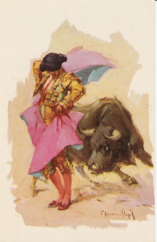 Colorful Bullfighting Postcard Chicuelina Mexico Collectible