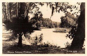 Silver Springs Florida River Boat Scene Real Photo Antique Postcard KK1867