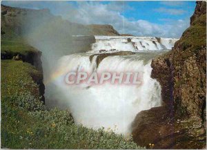 Modern Postcard Gullfoss the Golden Waterfall (35 m) in river Hvita SW Iceland