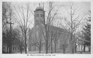 St Mary's Church Avilla Indiana 1920s postcard