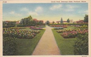 Maine Portland Circle Park Deering Oaks 1953 Curteich