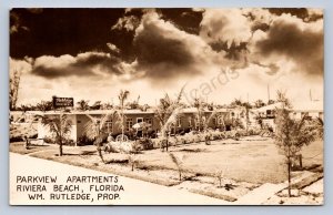 K5/ Riviera Beach Florida RPPC Postcard c1940s Parkview Apartments  174