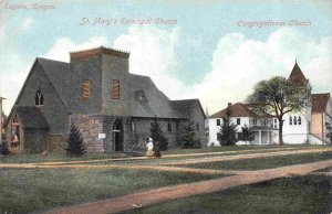 St Mary's Episcopal Congregational Churches Eugene Oregon 1910c postcard