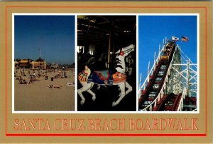 Santa Cruz, CA California  BEACH BOARDWALK Carousel~Roller Coaster  4X6 Postcard