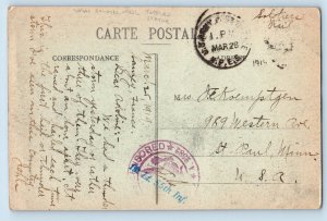 Metz France Postcard Toppled Statue of Frederic III 1919 WW1 Soldier Mail