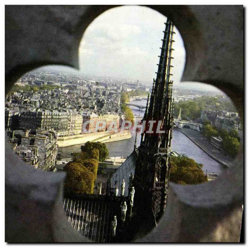 Modern Postcard Paris saw the towers of Notre Dame