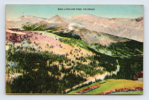 Loveland Pass From Denver to Leadville Colorado CO Linen Postcard E16