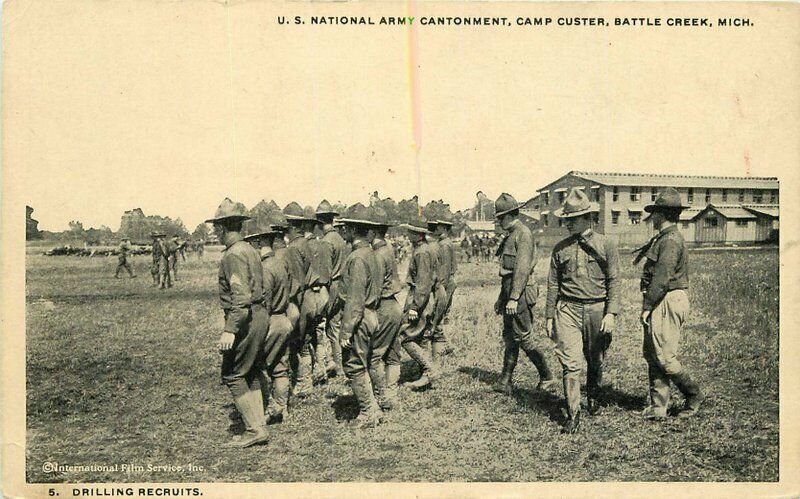 Battle Creek Michigan C-1918 Military US Cantonment Camp Custer Postcard 21-7584