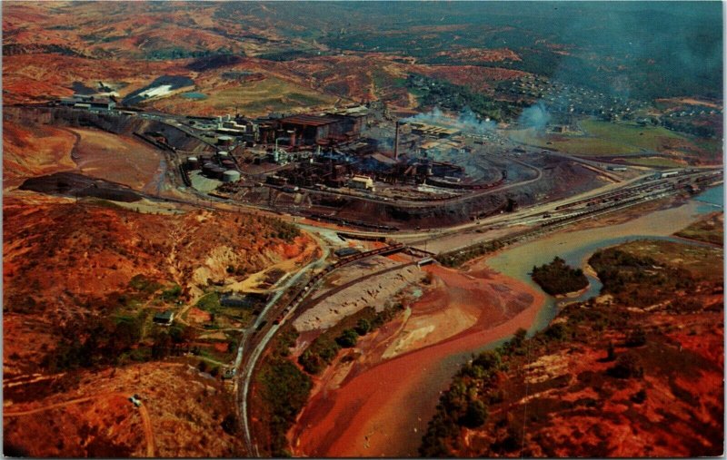 Postcard TN Copperhill Aerial View Tennessee Copper Company 1950s S28 