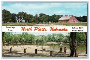 North Platte Nebraska NE Postcard Greetings Buffalo Bill's Home Town Vintage