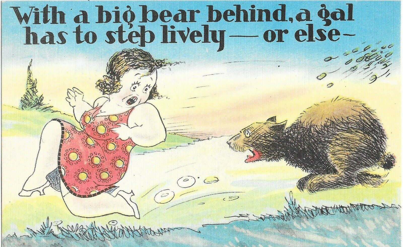 Comic With A Big Bear Behind Gril Chased By Bear Linen Unposted Topics Cartoons 0298