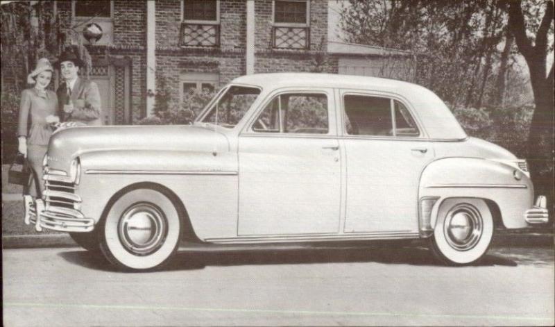 1949 Plymouth 4 Door Sedan Promo Advertising Postcard