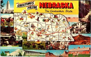 Postcard MAP SCENE State of Nebraska NE AN7436