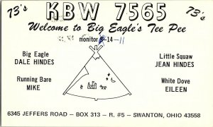 QSL Radio Card From Swanton Ohio KBW 7565