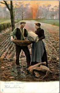 Tuck 1421 Rural Life, The Sower Man and Woman in Fields c1905 UDB Postcard O57