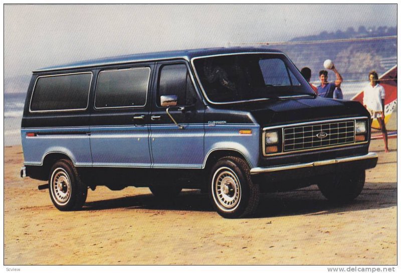 Advertisement, 1986 Club Wagon Passenger Van, On the Beach, County Ford, Grah...