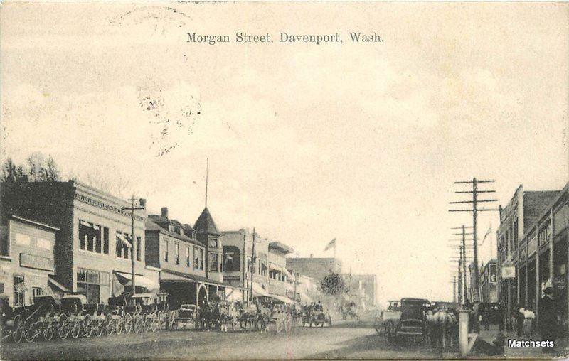 1907 DAVENPORT WASHINGTON Morgan Street automobiles postcard 8450