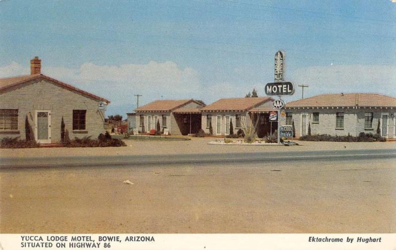Bowie Arizona birds eye view Yucca Lodge Motel entrance antique pc Y14732