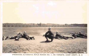 Browning Machine Gun Rifle Range Camp Croft South Carolina Real Photo postcard