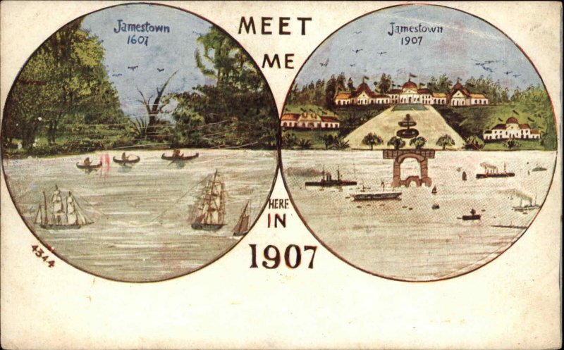 1907 Jamestown Expo SCARCE Split View 1607-1907 PCK Postcard