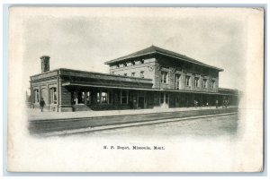 c1910 Railway Station N.P. Depot Missoula Montana MT Antique Posted Postcard